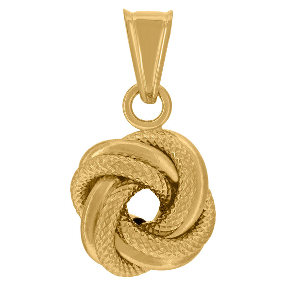 14kt Yellow Gold Womens Polished Finish Textured Love Knot Charm Pendant
