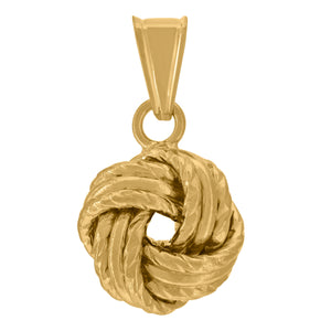 14kt Yellow Gold Womens Polished Finish Textured Love Knot Charm Pendant
