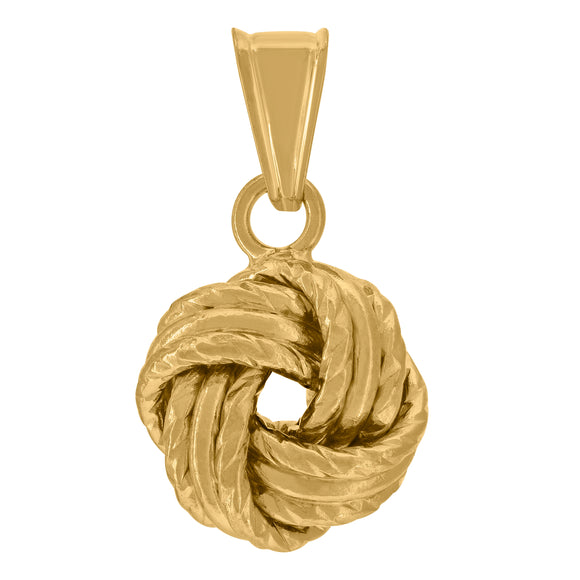 14kt Yellow Gold Womens Polished Finish Textured Love Knot Charm Pendant