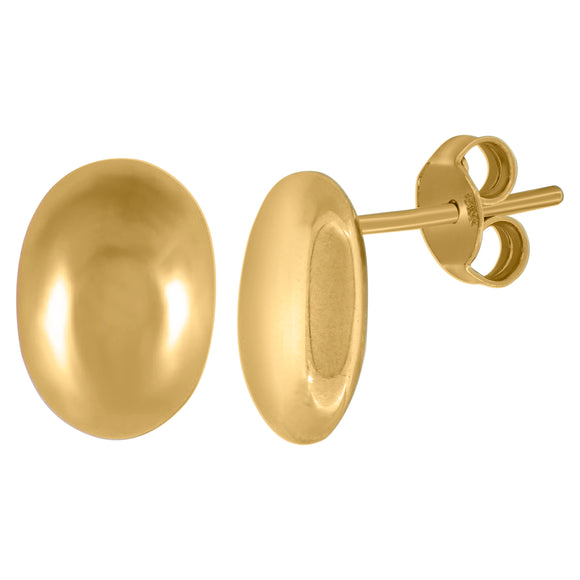 14kt Yellow Gold Unisex Polished Finish Button Stud Earrings
