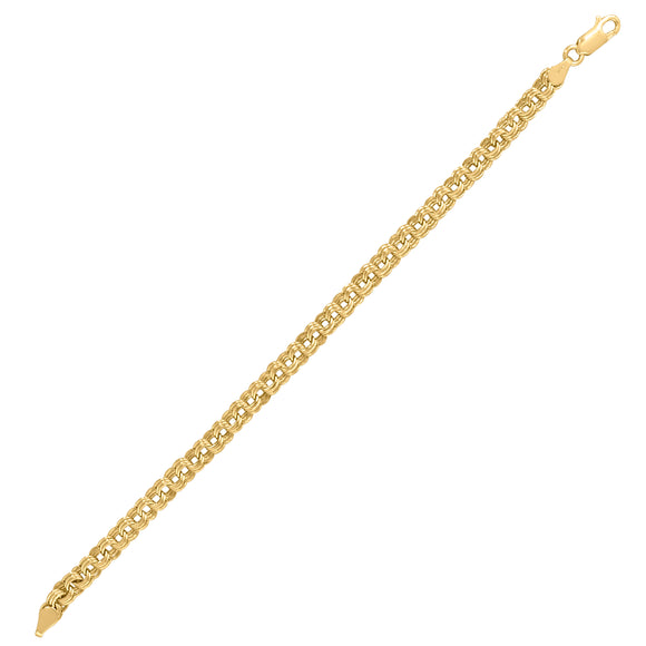 14kt Yellow Gold Womens Polished Finish Double Curb Oval Link Bracelet Size 7 Inches