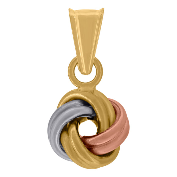 14kt Tri-color Gold Womens Polished Finish Love Knot Charm Pendant