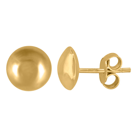 14kt Yellow Gold Unisex Polished Finish Button Stud Earrings