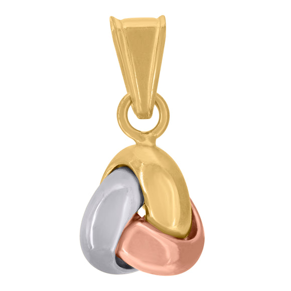 14kt Tri-color Gold Womens Polished Finish Love Knot Charm Pendant
