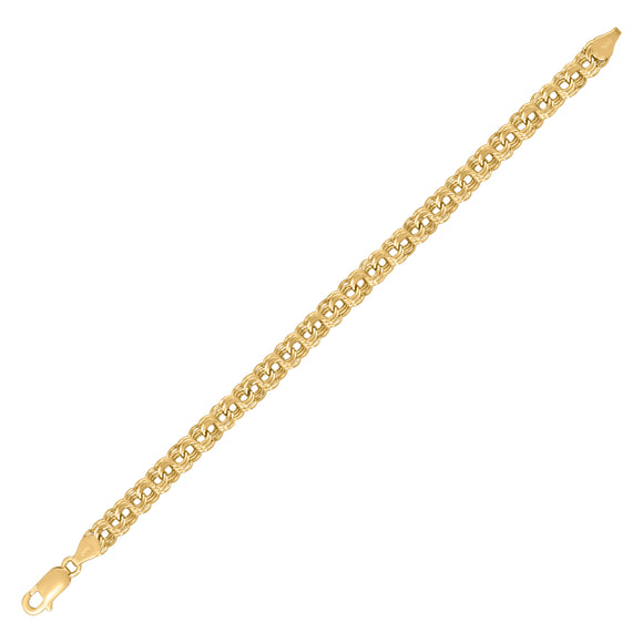 14kt Yellow Gold Womens Polished Finish Double Curb Oval Link Bracelet Size 7 Inches