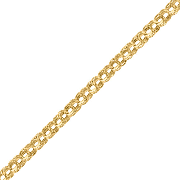 14kt Yellow Gold Womens Polished Finish Double Curb Oval Link Bracelet Size 8 Inches