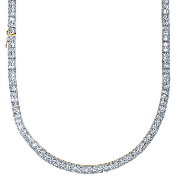 925 Sterling Silver Yellow-Tone Women Cubic Zirconia Tennis 6mm Chain Size 16 Inches