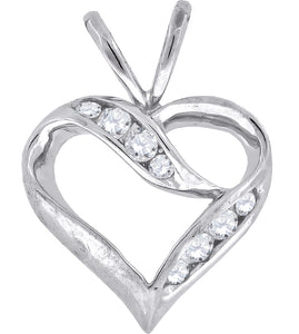 925 Sterling Silver Womens Cubic Zirconia Heart Charm Pendant