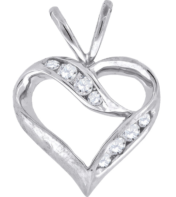 925 Sterling Silver Womens Cubic Zirconia Heart Charm Pendant