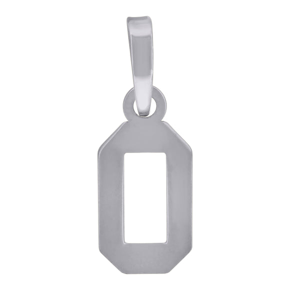 925 Sterling Silver Unisex Initial Number 0 Charm Pendant