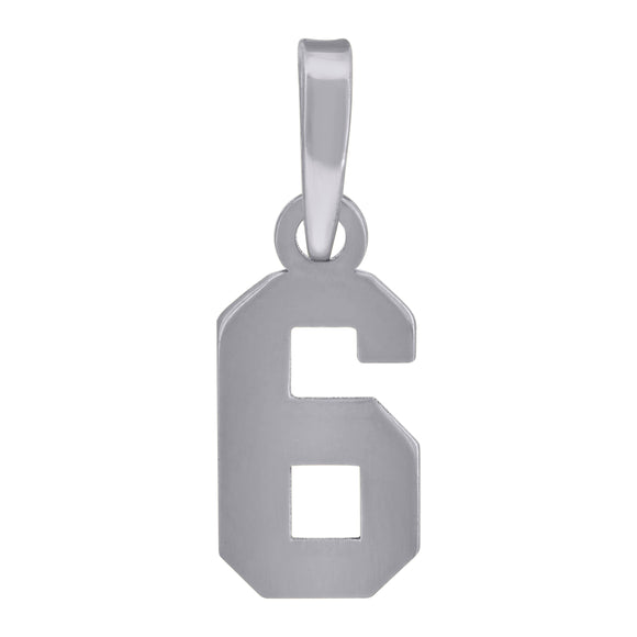 925 Sterling Silver Unisex Initial Number 6 Charm Pendant