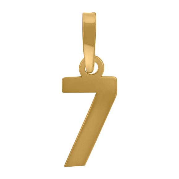 925 Sterling Silver Yellow-tone Unisex Initial Number 7 Charm Pendant