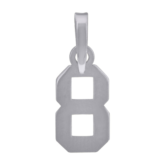 925 Sterling Silver Unisex Initial Number 8 Charm Pendant