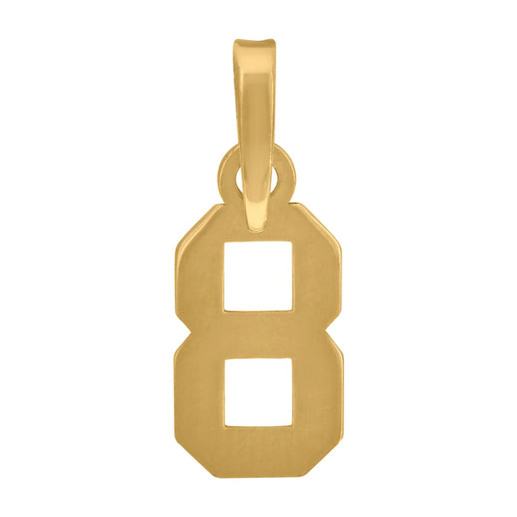925 Sterling Silver Yellow-tone Unisex Initial Number 8 Charm Pendant