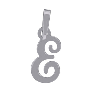 925 Sterling Silver Unisex Cursive Initial Alphabet E Charm Pendant
