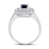 10kt White Gold Womens Emerald Lab-Created Blue Sapphire Solitaire Ring 1-1/3 Cttw