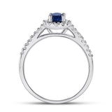 10kt White Gold Womens Oval Lab-Created Blue Sapphire Solitaire Ring 3/4 Cttw
