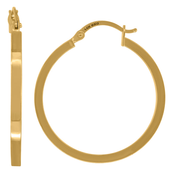 14kt Yellow Gold Womens Square Tube Hoop 30mm Earrings