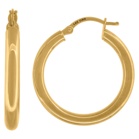 14kt Yellow Gold Womens Classic Hoop 26mm Earrings