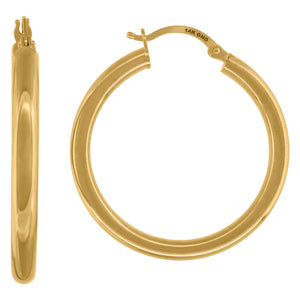 14kt Yellow Gold Womens Classic Hoop 30mm Earrings