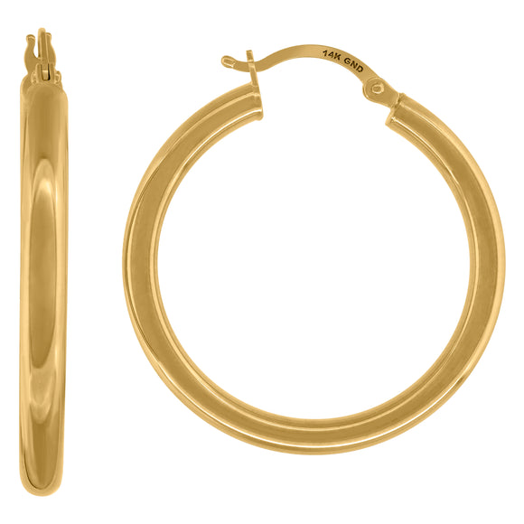 14kt Yellow Gold Womens Classic Hoop 30mm Earrings