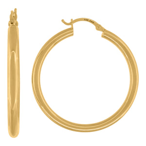 14kt Yellow Gold Womens Classic Hoop 35mm Earrings