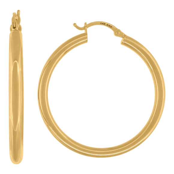 14kt Yellow Gold Womens Classic Hoop 35mm Earrings