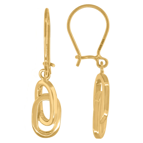 14kt Yellow Gold Womens Polished Finish Intertwined Dangle Fancy Earrings