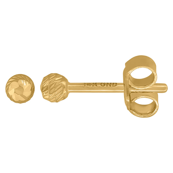 14kt Yellow Gold Womens Diamond-cut Ball 3mm Stud Earrings
