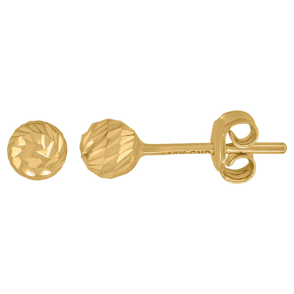 14kt Yellow Gold Womens Diamond-cut Ball 4mm Stud Earrings