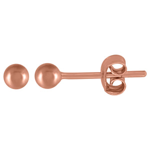 14kt Rose Gold Womens 3mm Ball Stud Earrings