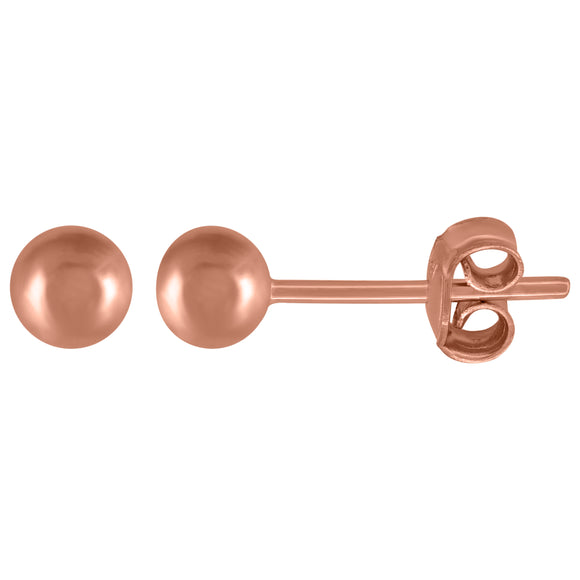 14kt Rose Gold Womens 4mm Ball Stud Earrings