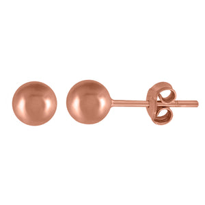 14kt Rose Gold Womens 5mm Ball Stud Earrings