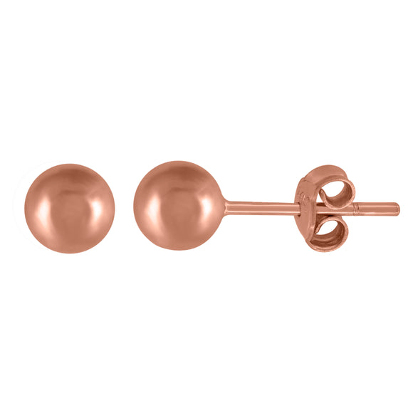 14kt Rose Gold Womens 5mm Ball Stud Earrings