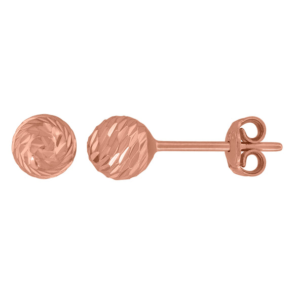 14kt Rose Gold Womens Textured 5mm Ball Stud Earrings