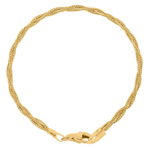 14kt Yellow Gold Womens Twisted Braided Link Bracelet Size 7 Inches