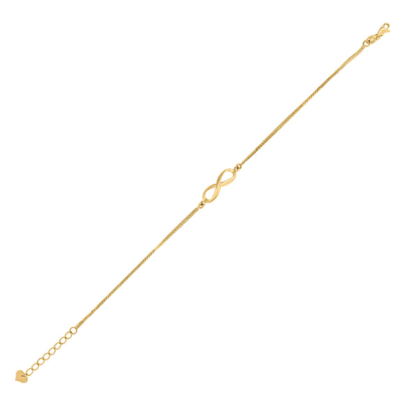14kt Yellow Gold Womens Infinity Love Charm Link Bracelet Size 7 Inches