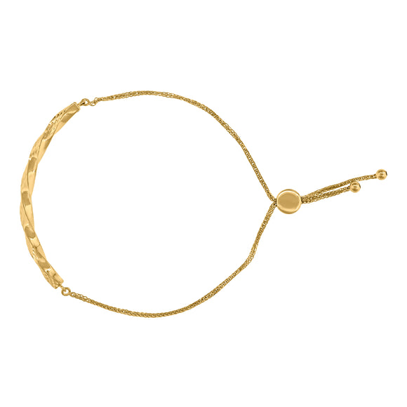 14kt Yellow Gold Womens Twisted Adjustable Bolo Bracelet Size 9 Inches