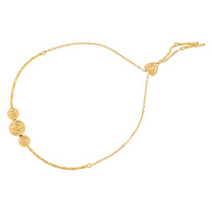 14kt Yellow Gold Womens Diamond-cut Beaded Link Heart Adjustable Bolo Bracelet Size 9.5 Inches