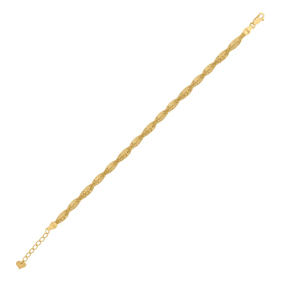 14kt Yellow Gold Womens Twisted Chain Link Mesh Bolo Bracelet Size 7 Inches