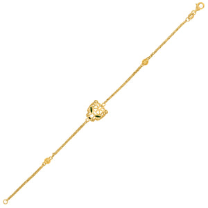 14kt Yellow Gold Womens Panther Head Animal Charm Link Bracelet Size 7 Inches