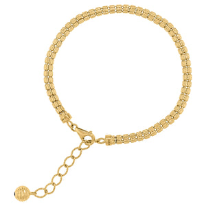 14kt Yellow Gold Womens Beaded Chain Link Bracelet Size 7 Inches