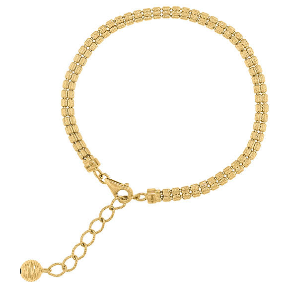 14kt Yellow Gold Womens Beaded Chain Link Bracelet Size 7 Inches