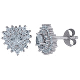 925 Sterling Silver Womens Cubic Zirconia Heart Stud Earrings