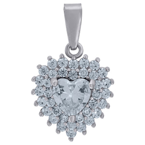 925 Sterling Silver Womens Cubic-Zirconia Heart Charm Pendant