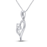10kt White Gold Womens Round Diamond Heart Pendant 1/4 Cttw