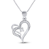 10kt White Gold Womens Round Diamond Heart Pendant 1/4 Cttw