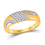 10kt Yellow Gold His Hers Round Diamond Cluster Matching Wedding Set 3/4 Cttw