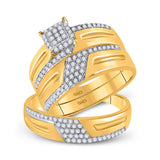 10kt Yellow Gold His Hers Round Diamond Cluster Matching Wedding Set 1/2 Cttw