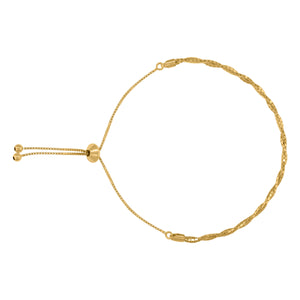 14kt Yellow Gold Womens Twisted Link Braided Adjustable Bolo Bracelet Size 10 Inches
